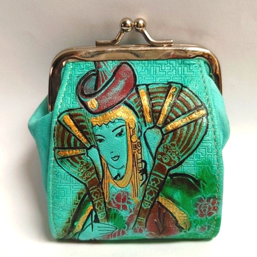 Vintage Turquoise Coin Purse with Princess Bride Yin Yang Embossed